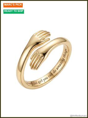 18K Gold Plated Adjustable Hug Ring Inspirational Open Ring
